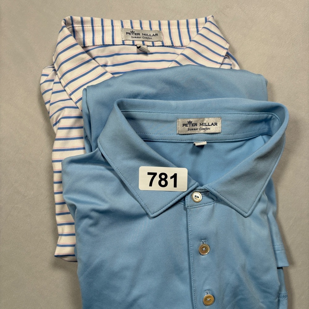 Peter Millar Polo Shirt Mens XL Blue White Savannah Golf Club Lot of 2 Striped - Picture 13 of 15